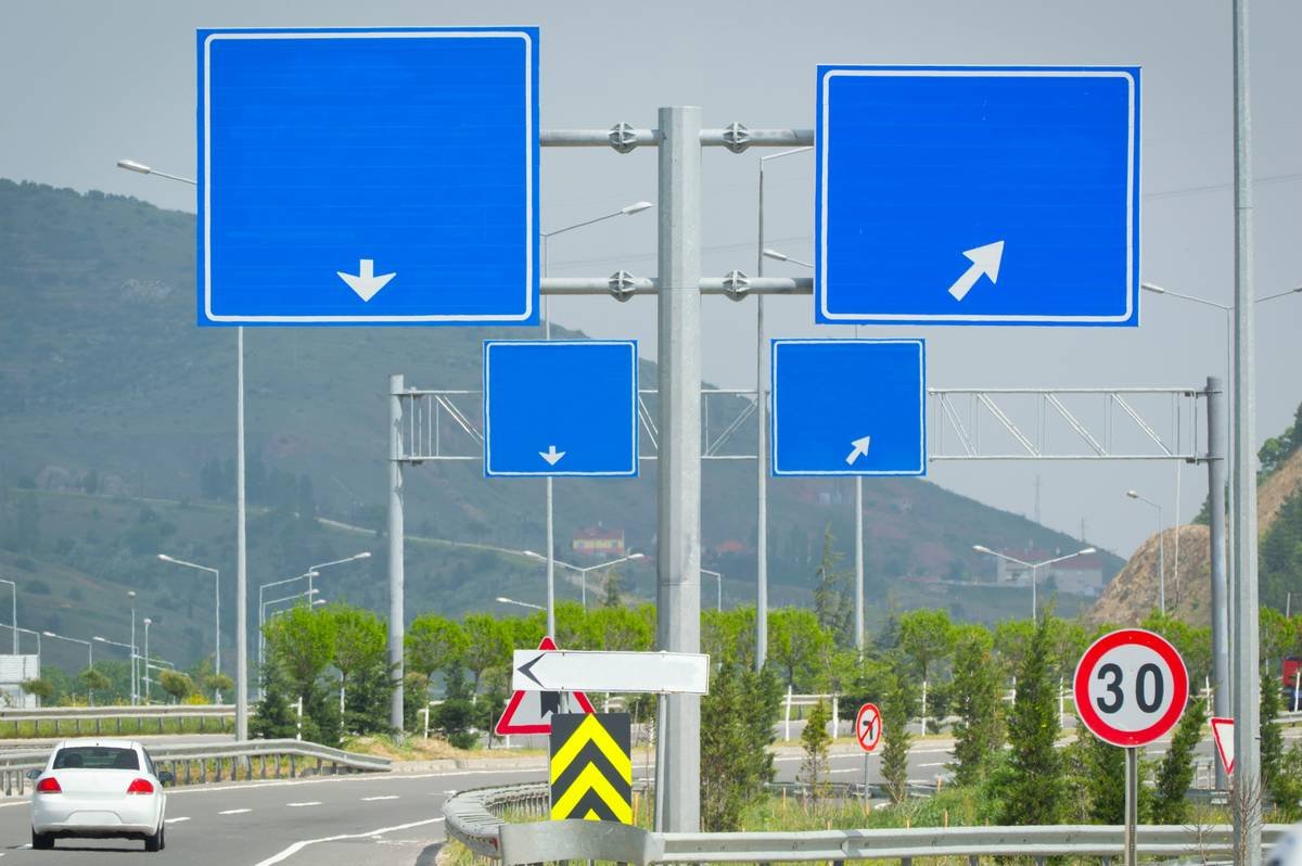 Four Roadsign at Highway